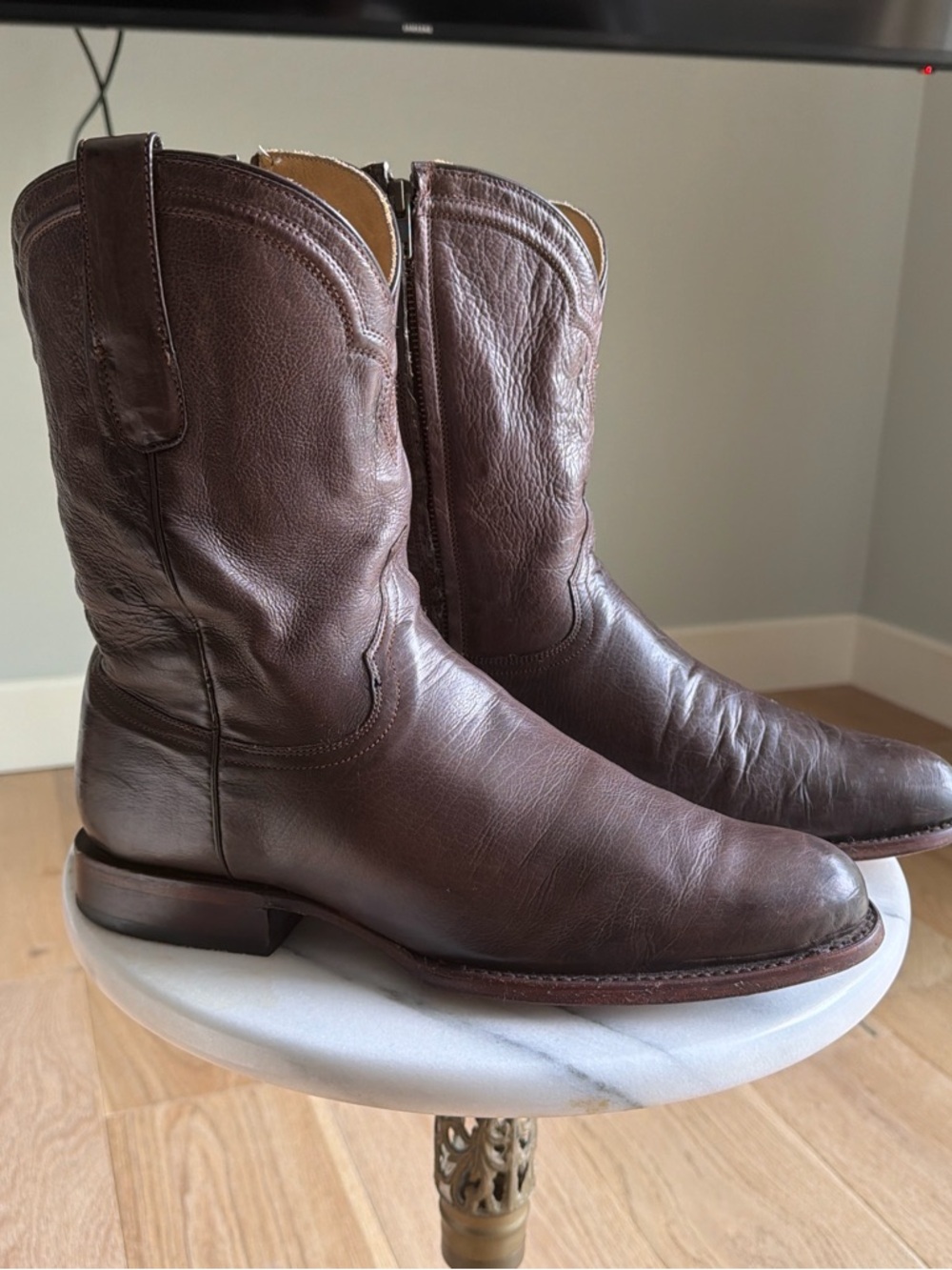 Stetson Men's Brown Leather Western Pull-On Boots